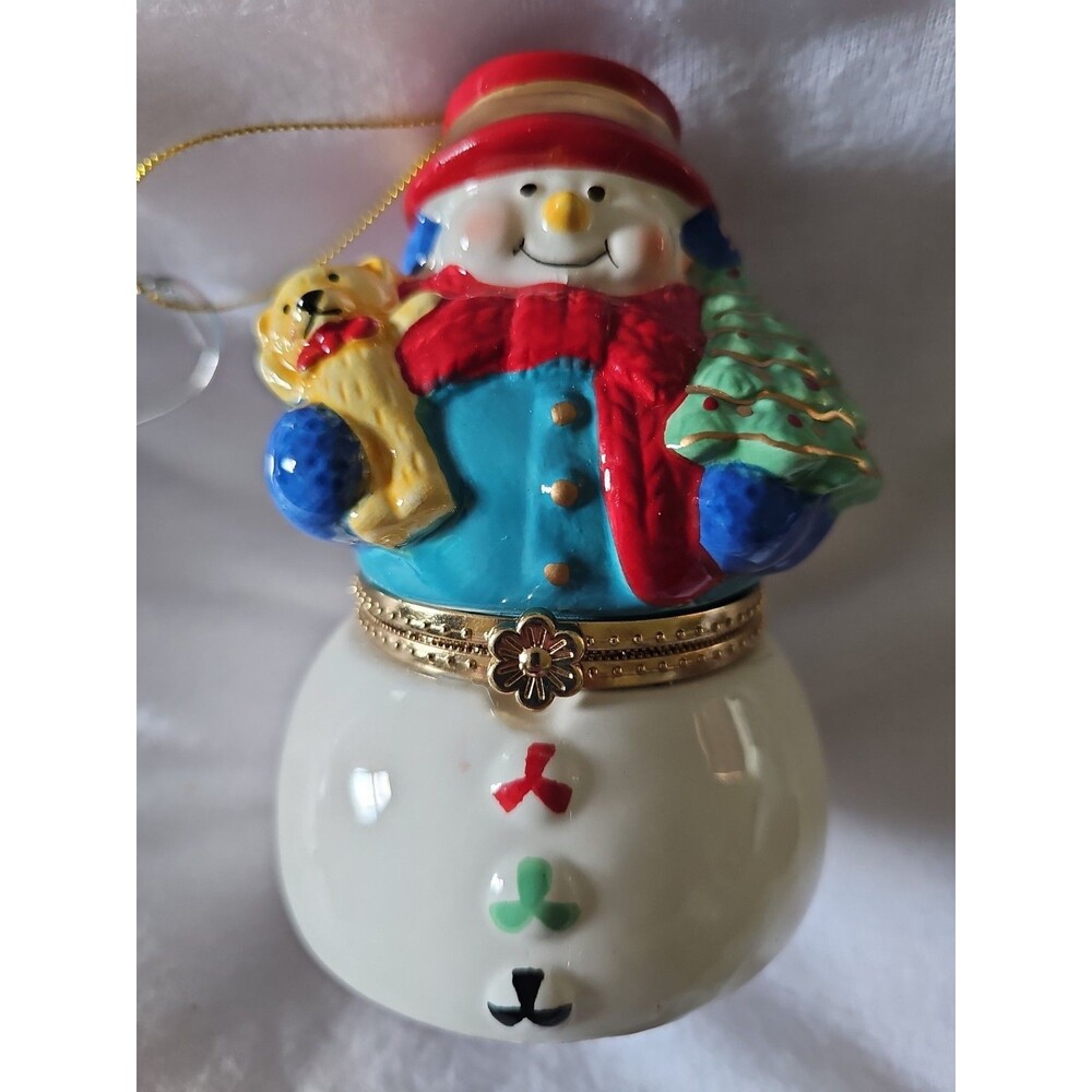 Mr. Christmas Ornament Music Box. "We Wish You a Merry Christmas" Works. Snowman